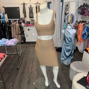 High quality costume crystal rhinestone bandage skirt set